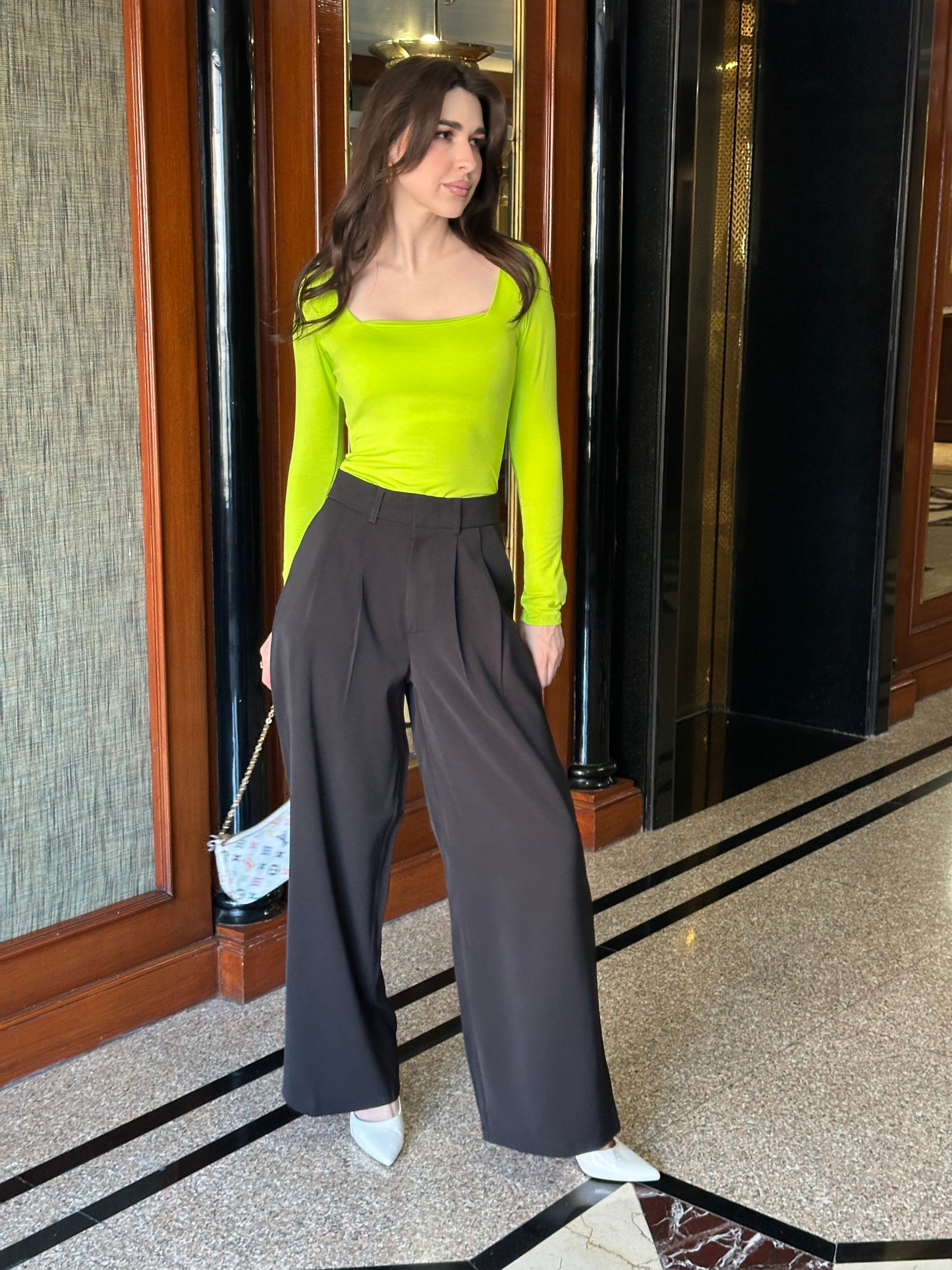 Neon Bodysuit With Black Taro Pants