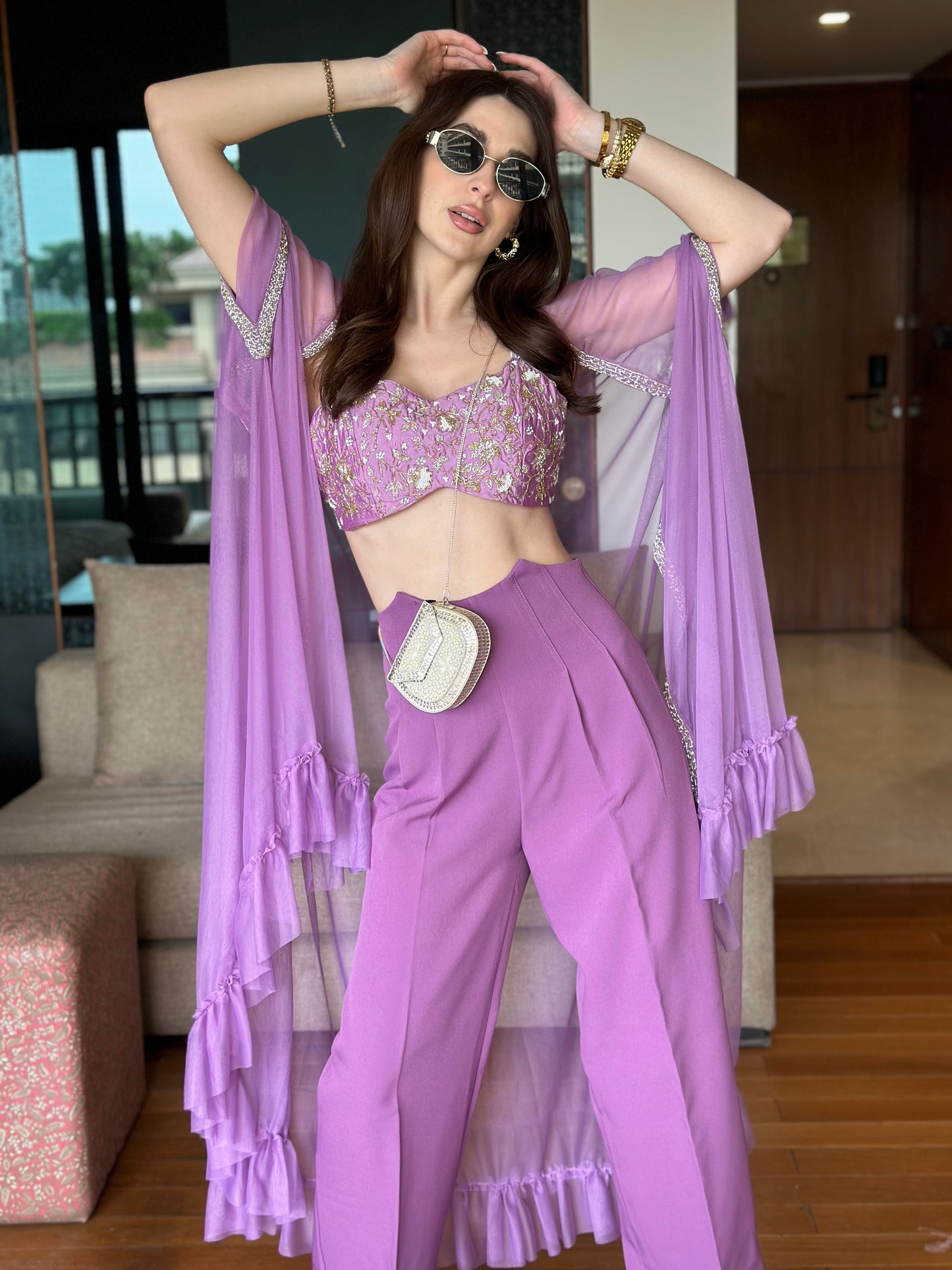 High Corset Waist Wide Leg Pants