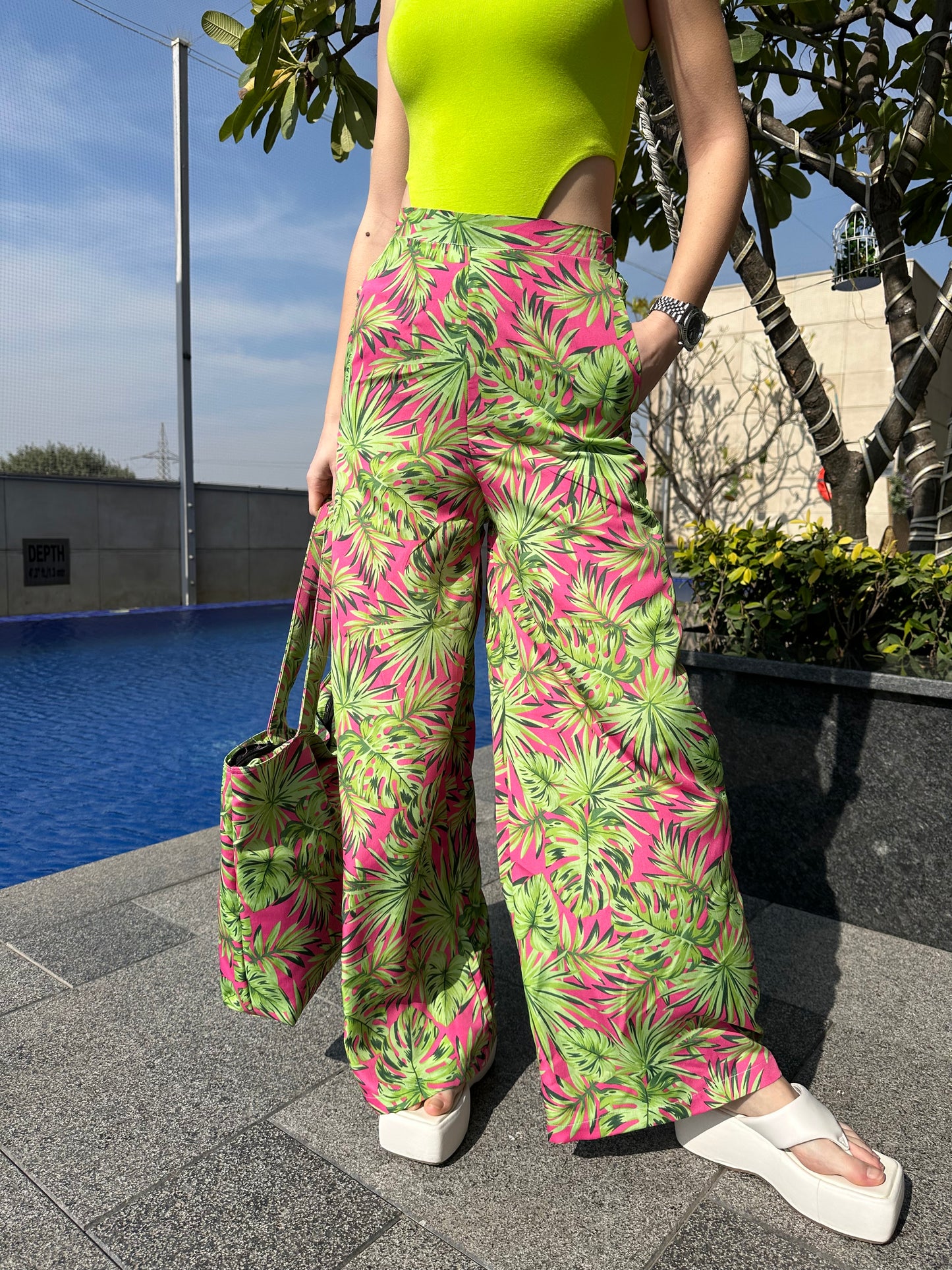 Tropical Pants With Bag & Bodysuit