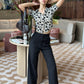 Black Color Pop Straight Leg Pants