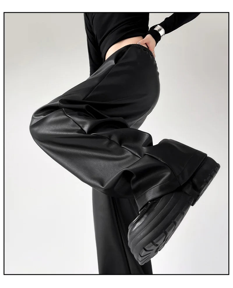 Faux Leather Drawstring Pants