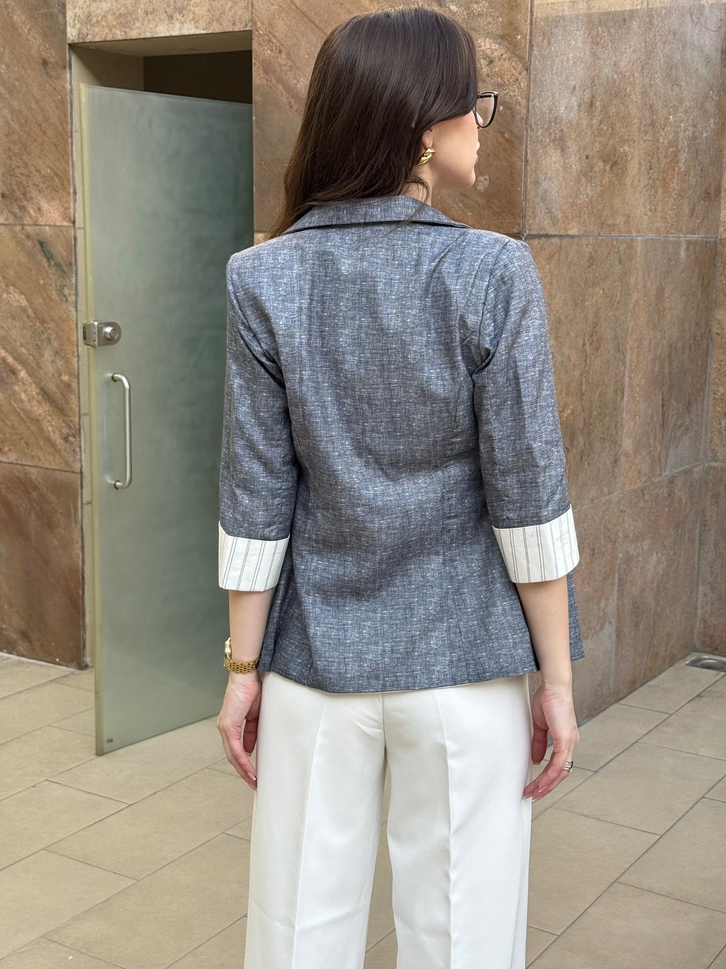 Charcoal 3/4th Blazer With Vest