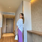 Set Of Off-Shoulder Shirt With Lilac Pants