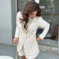 Korean Girl Tweed Pleated Skirt With Blazer