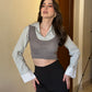 Clerical Cropped Shirt & Sweater Set