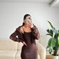 Fleece Long Dress With Crop Jacket