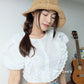 White Cotton Eyelet Cropped Shirt