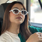 White Frame Round Sunglasses