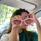 Rectangle Pink Frame Fashion Glasses