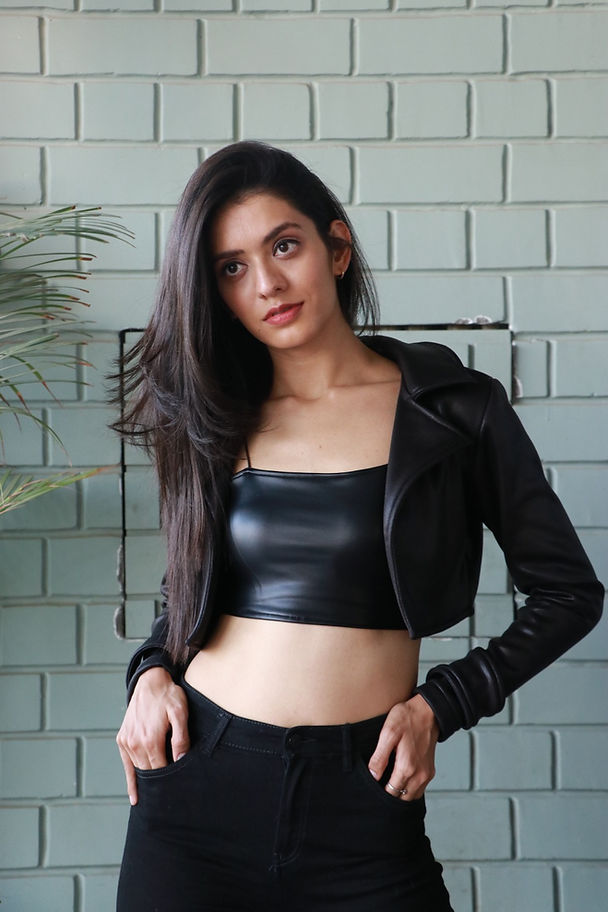 Faux Leather Black Crop Biker Jacket