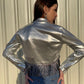 StyleAsh Silver Metallic Jacket With Crop Top