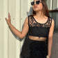 Mesh Embroidered Tunic Top With Skirt