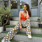 Printed Plisse Stretchable Casual Pants