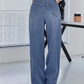 High Waist Double Button Denim Jeans