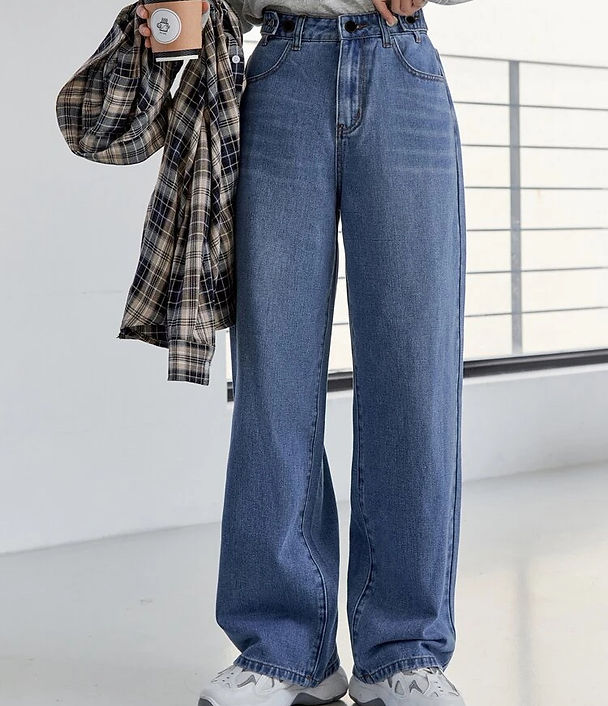 High Waist Double Button Denim Jeans