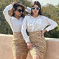 Combo Deal: White Shirt With Beige Corporate Skirt