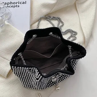 StyleAsh Mini Rhinestone Chain Bucket Bag