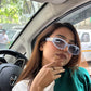 Rectangle Blue Frame Fashion Glasses