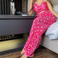 Printed Hearts Satin Plisse Co-ords