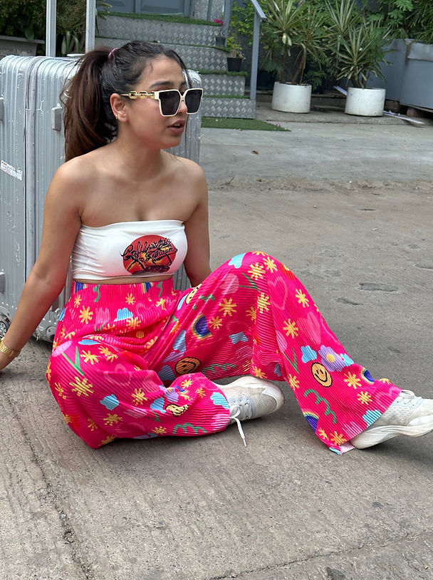 Printed Plisse Stretchable Casual Pants