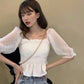 Smocked Cotton Chiffon Sleeve Top