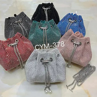 StyleAsh Mini Rhinestone Chain Bucket Bag