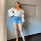 High Waist Embroidered Shorts