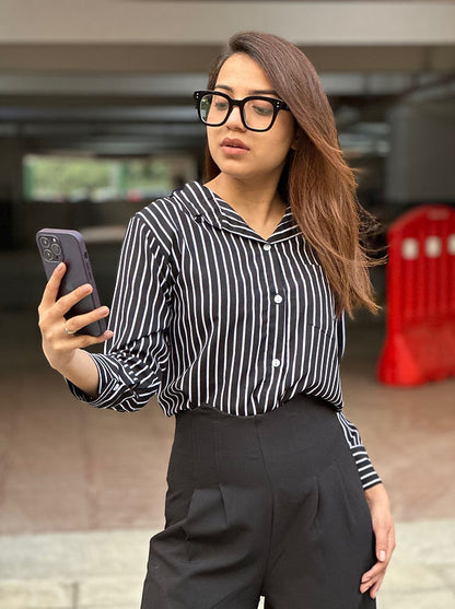 Combo Deal: Striped Shirt With High Waist Corset Pants