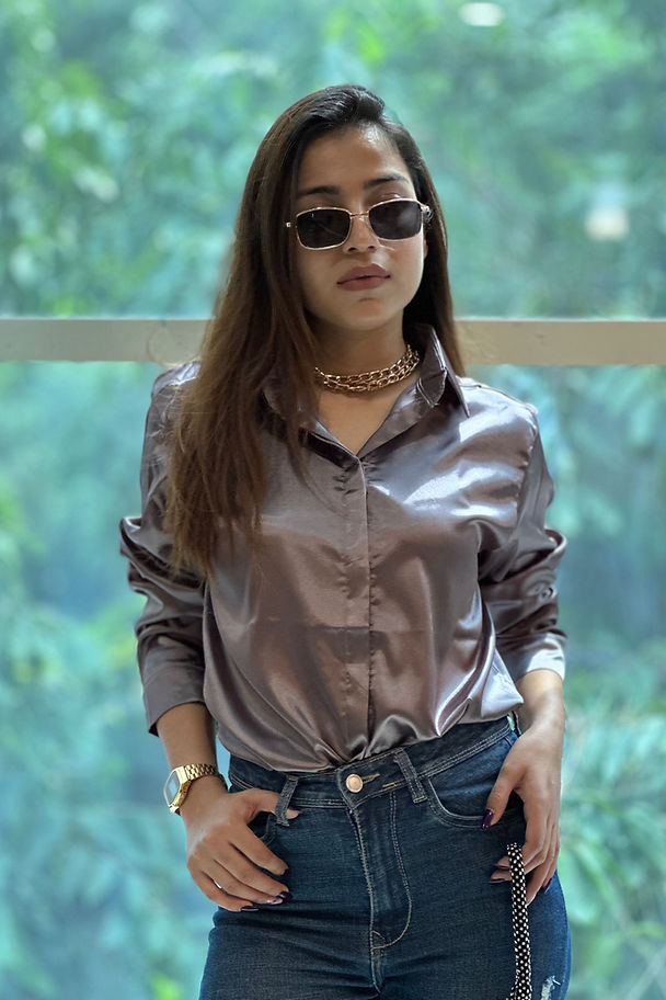 StyleAsh Satin Collar Button Down Shirt