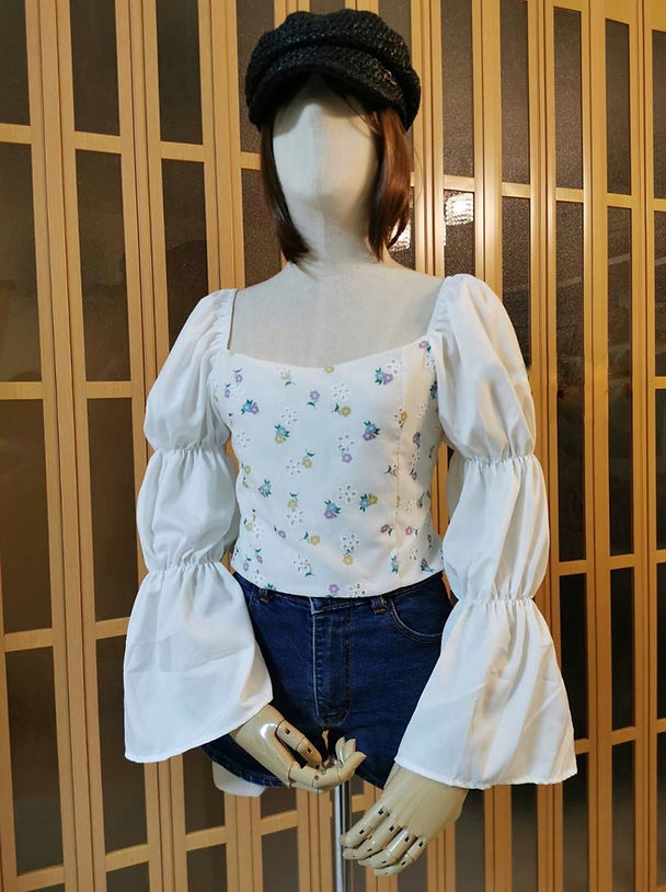 Flounce Sleeve Eyelet Embroidered Top