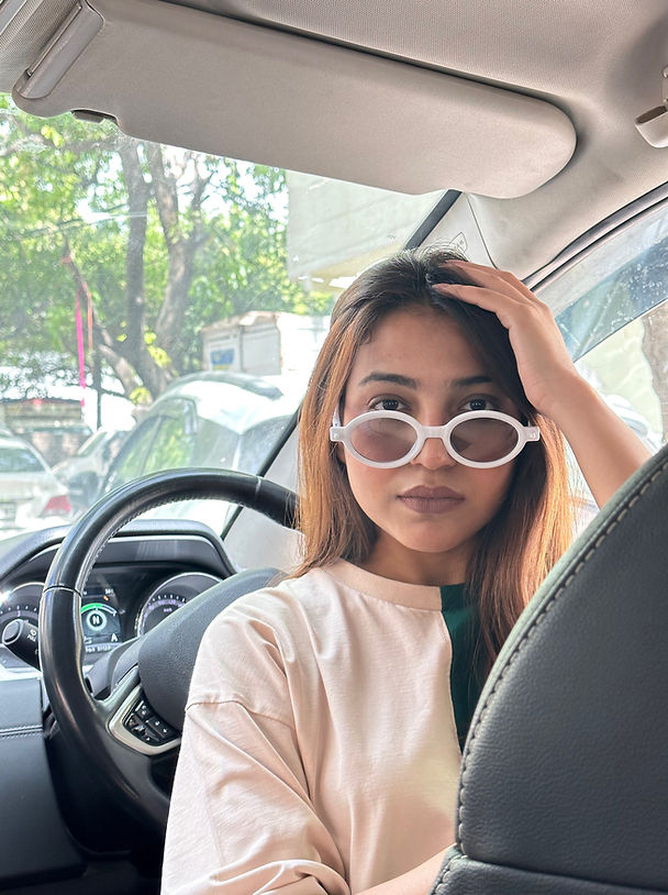 White Frame Round Sunglasses