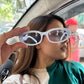 Rectangle Blue Frame Fashion Glasses