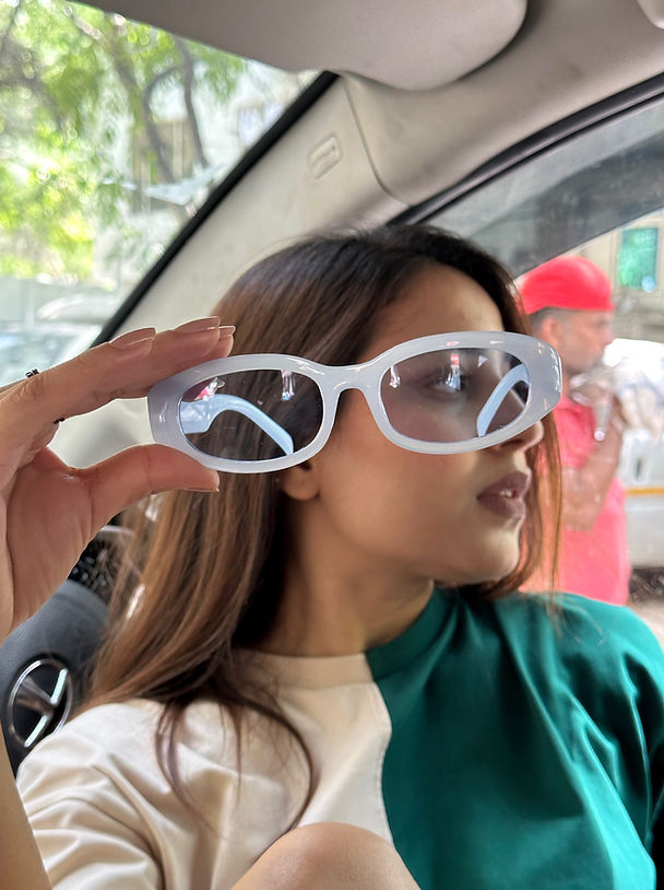 Rectangle Blue Frame Fashion Glasses