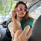 Rectangle Pink Frame Fashion Glasses