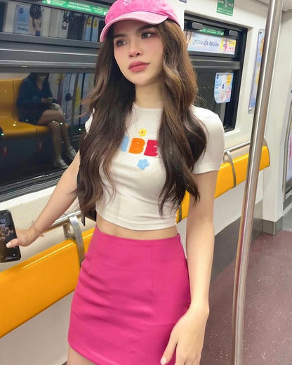 High Waist Mini Skirt With Attached Shorts