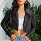 Faux Leather Black Crop Biker Jacket