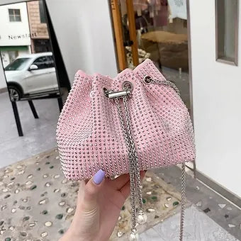 StyleAsh Mini Rhinestone Chain Bucket Bag