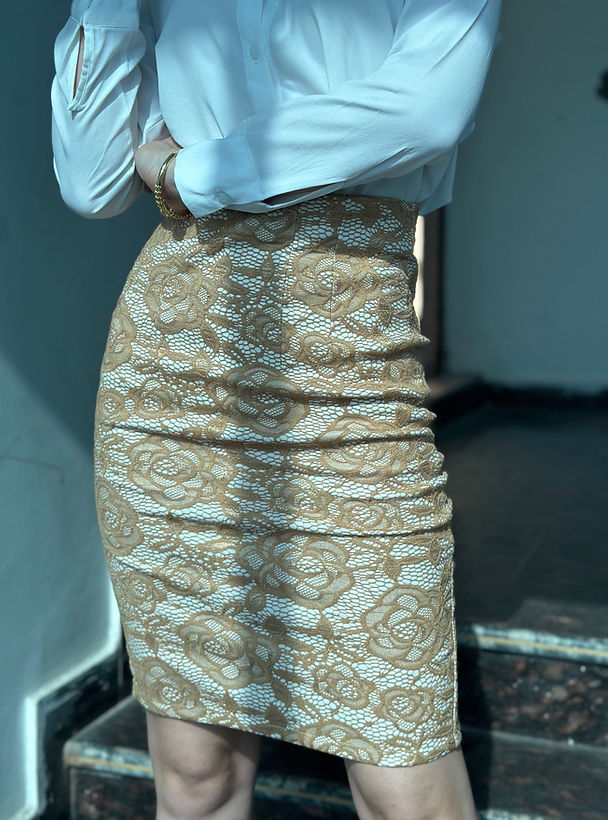Combo Deal: White Shirt With Beige Corporate Skirt