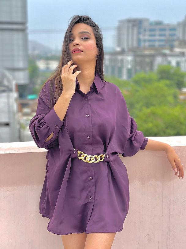 Oversized Satin Chain Shirt
