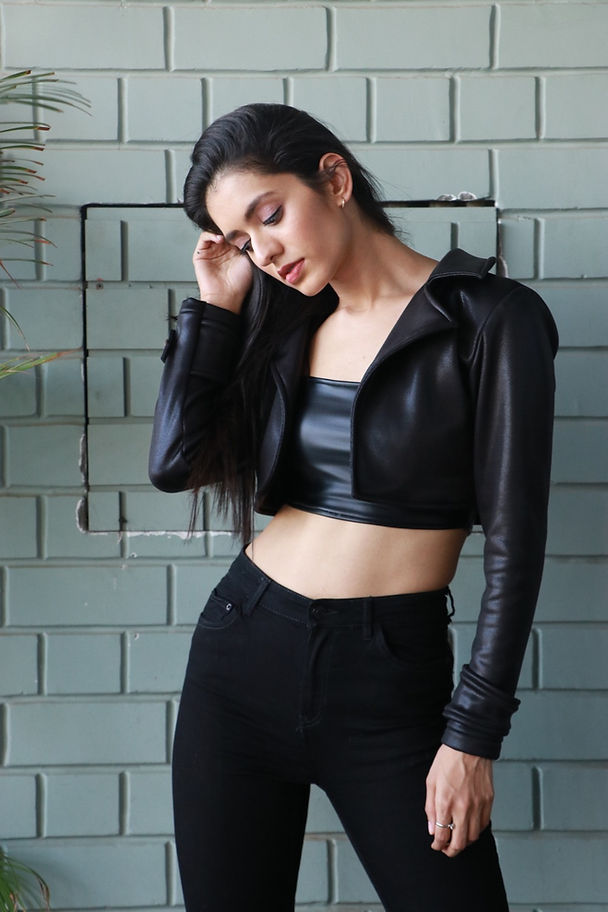 Faux Leather Black Crop Biker Jacket