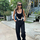 Black Folded Pants With Bodysuit
