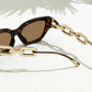 Geometrical Shaped Eyewear With Chain Design Temples