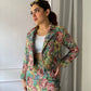 Floral Patched Blazer With Skirt