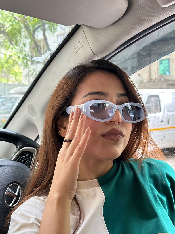 Rectangle Blue Frame Fashion Glasses