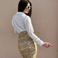 Combo Deal: White Shirt With Beige Corporate Skirt