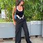 Black Folded Pants With Bodysuit