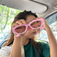 Rectangle Pink Frame Fashion Glasses