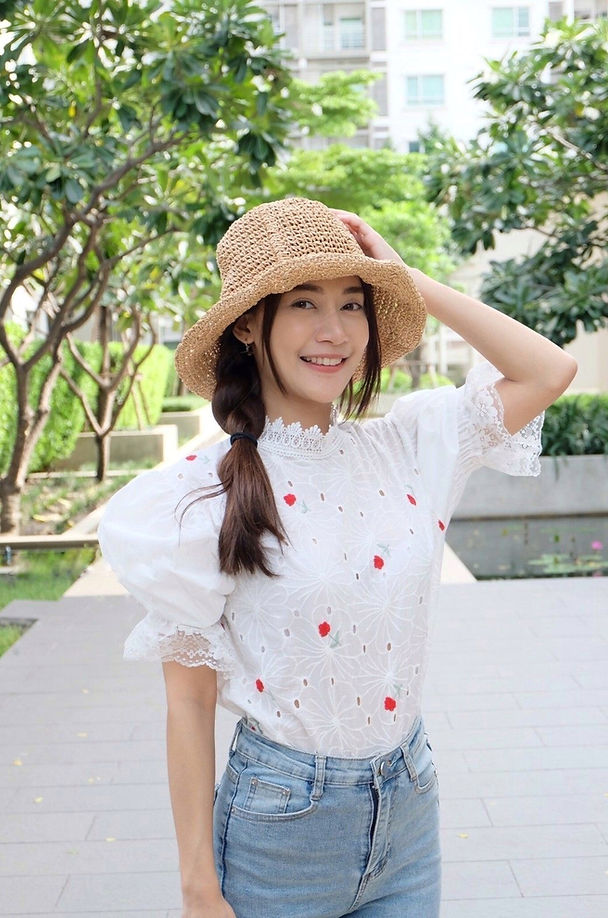 Lace High Neck Embroidered Eyelet Top