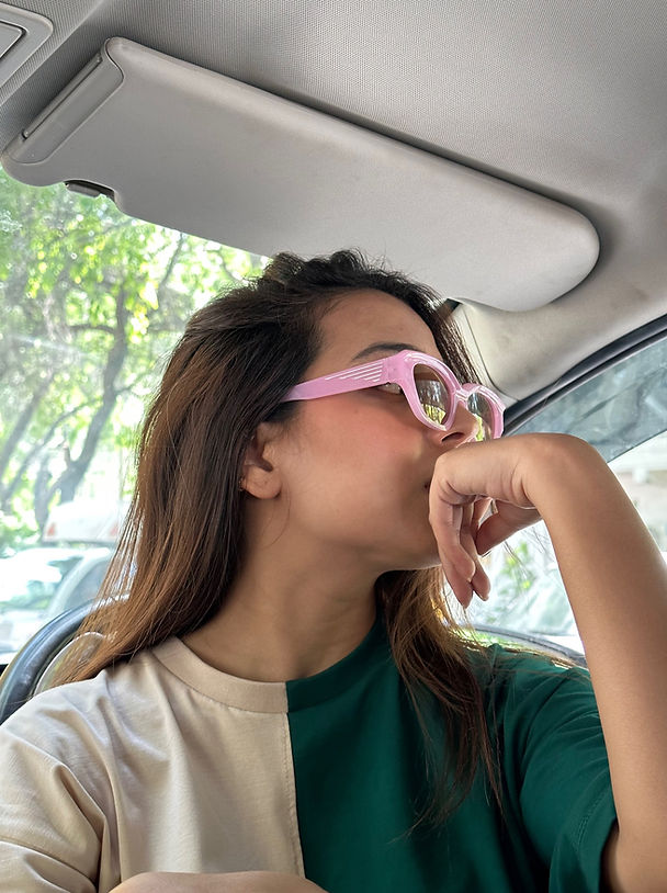 Rectangle Pink Frame Fashion Glasses