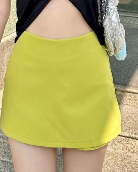 High Waist Mini Skirt With Attached Shorts